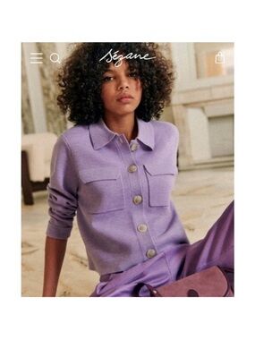 Sézane Lilac Button-Front Knit Jacket